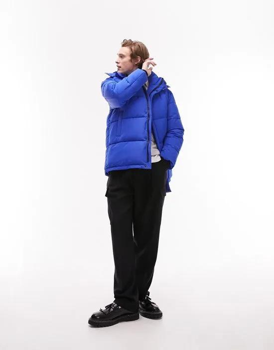 puffer jacket with hood in blue