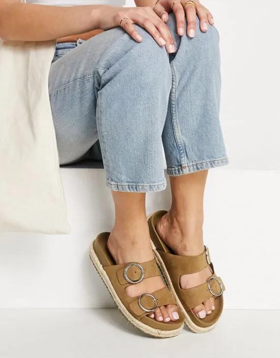 Pull&Bear double buckle dad sandals in beige
