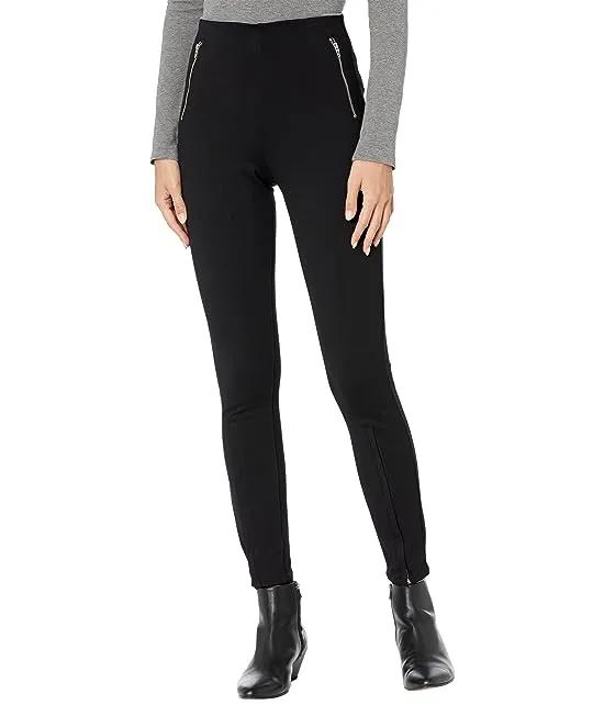 Pull-On Ponte Skinny with Zipper Detail