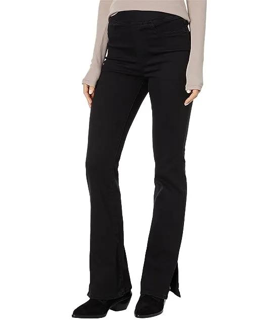 Pull-On Skinny Flare Jeans in Black Frost