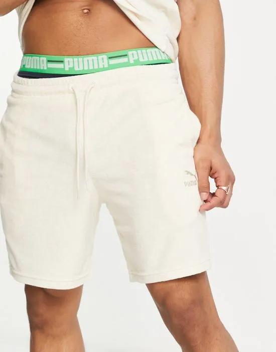 PUMA Classics terrycloth shorts in off white