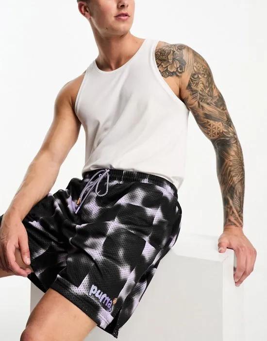 PUMA X 8enjamin printed 6-inch mesh shorts in black