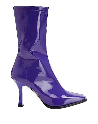 Purple Ankle boot GLOVE STRETCH LEATHER SQUARE TOE HEELED ANKLE BOOTS
