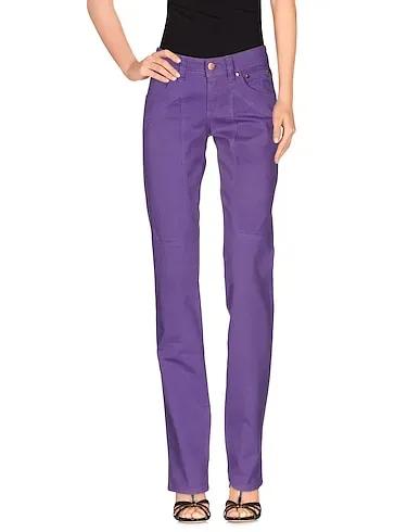 Purple Gabardine Casual pants