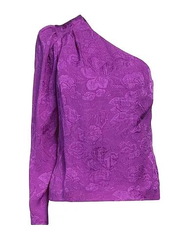 Purple Jacquard One-shoulder top