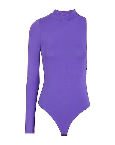 Purple Jersey One-shoulder top CUT-OUT ASYMMETRIC BODYSUIT
