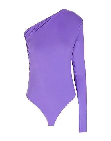 Purple Jersey Top JERSEY ONE-SHOULDER PADDED BODYSUIT