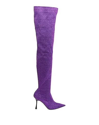 Purple Knitted Boots STRETCH GLITTER OVER-THE-KNEE BOOTS
