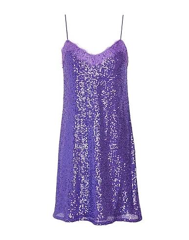Purple Lace Short dress SEQUIN LACE-TRIM MINI SLIP DRESS

