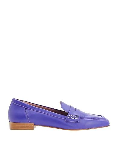 Purple Leather Loafers LEATHER SQUARE TOE PENNY LOAFERS