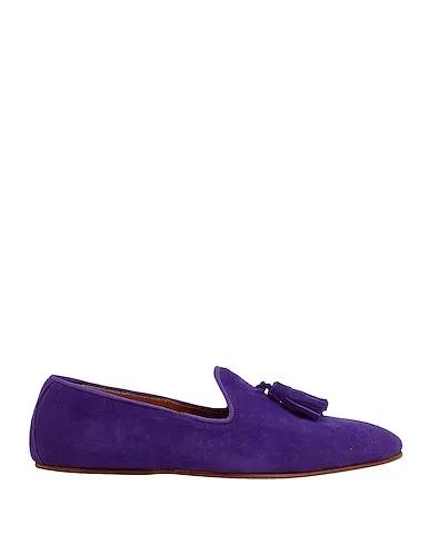 Purple Leather Loafers SUEDE LEATHER TASSEL SLIPPER