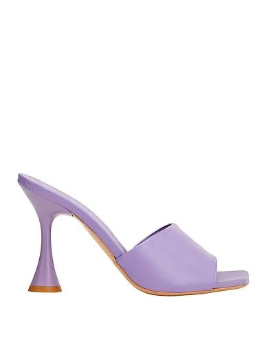 Purple Leather Sandals LEATHER SQUARE-TOE MULES