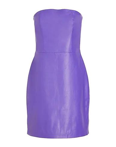 Purple Leather Short dress LEATHER BANDEAU MINI DRESS
