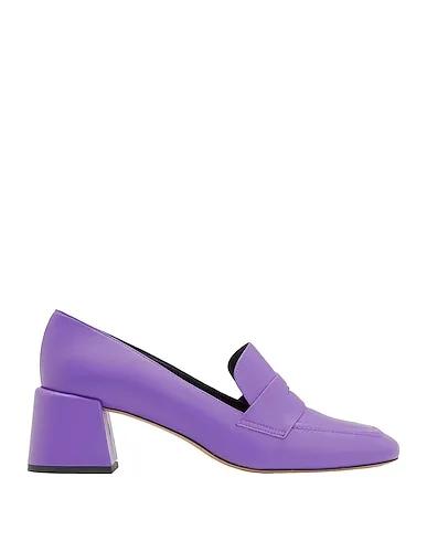 Purple Loafers LEATHER HEELED PENNY LOAFER
