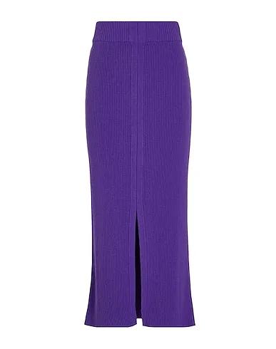 Purple Maxi Skirts RIBBED FRONT SPLIT KNIT LONG SKIRT