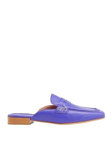 Purple Mules and clogs LEATHER SQUARE TOE PENNY LOAFERS
