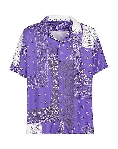 Purple Patterned shirt PRINTED VISCOSE COLLAR CAMP SHIRT
