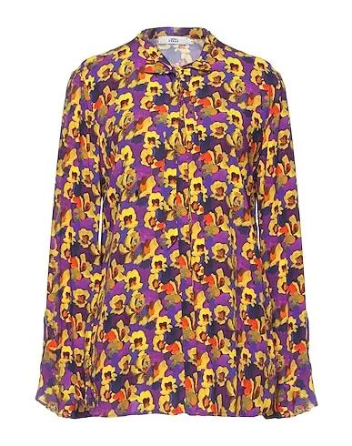 Purple Plain weave Floral shirts & blouses