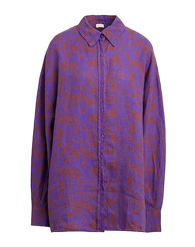 Purple Plain weave Linen shirt PRINTED LINEN OVERSIZE SHIRT

