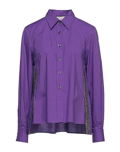 Purple Plain weave Patterned shirts & blouses