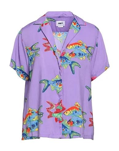 Purple Plain weave Patterned shirts & blouses