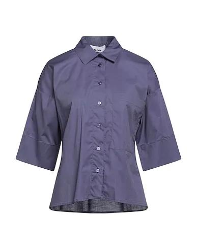 Purple Plain weave Solid color shirts & blouses