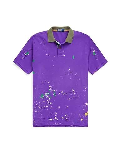 Purple Polo shirt CLASSIC FIT DISTRESSED MESH POLO SHIRT
