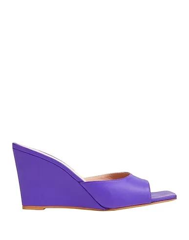Purple Sandals SQUARE TOE LEATHER WEDGES

