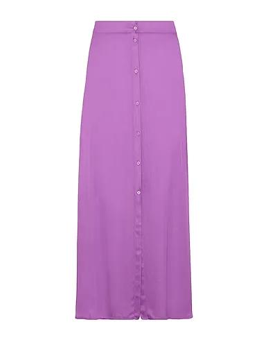 Purple Satin Maxi Skirts SPLIT FRONT MAXI SKIRT
