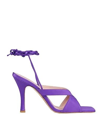 Purple Satin Sandals SATIN SQUARE TOE LACE-UP SANDALS
