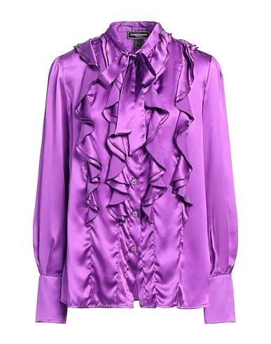 Purple Satin Shirts & blouses with bow