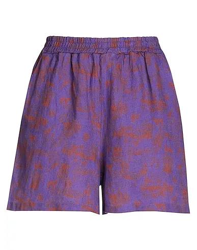 Purple Shorts & Bermuda PRINTED LINEN PULL-ON SHORTS
