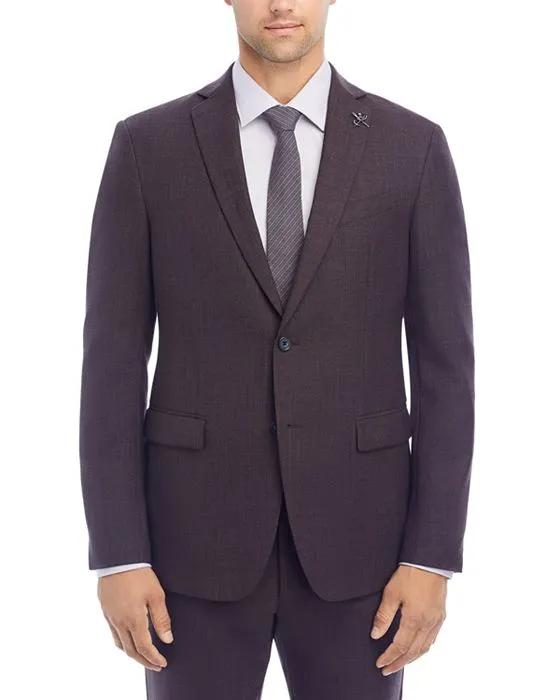 Purple Textured Solid Slim Fit Suit Jacket
