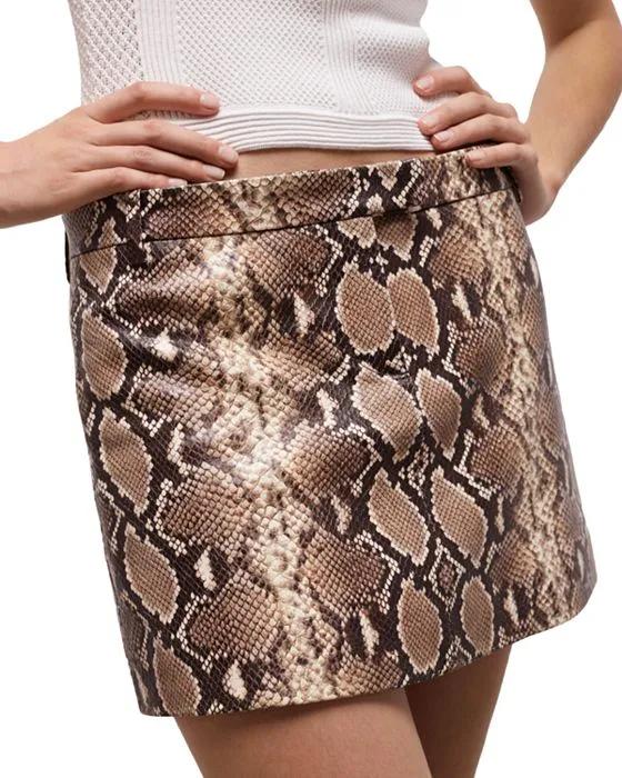 Python Embossed Leather Mini Skirt