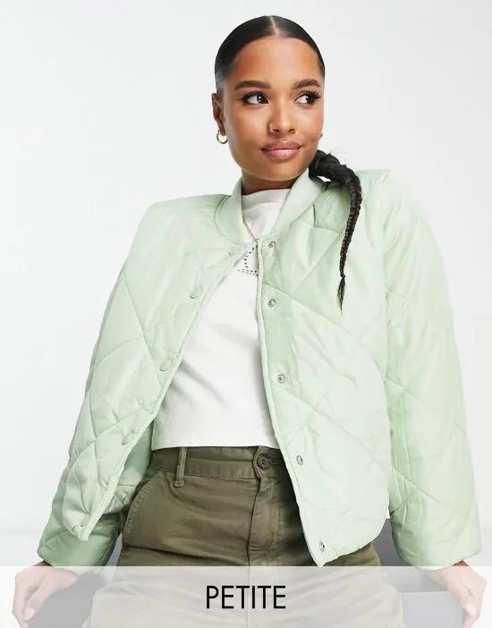 quilted bomber jacket in light green