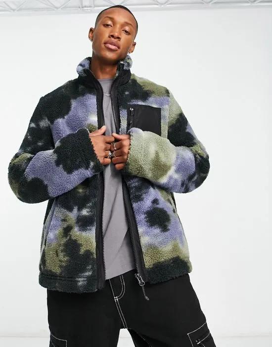 quilted camo walker jacket in borg