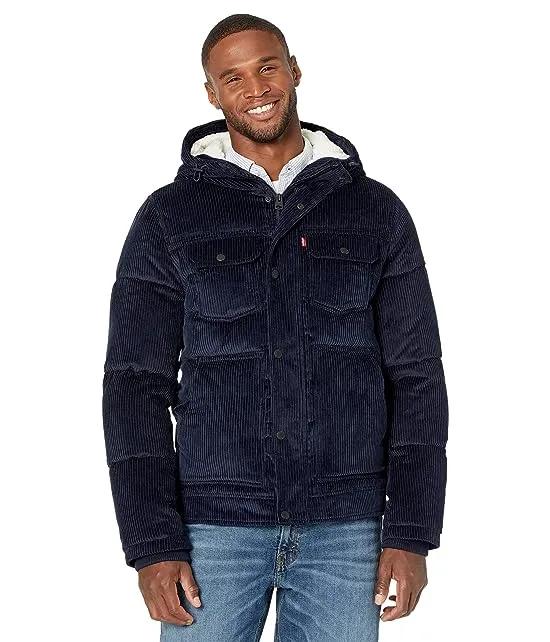 Quilted Corduroy Depot Hoodie w/ Sherpa Lined Hood