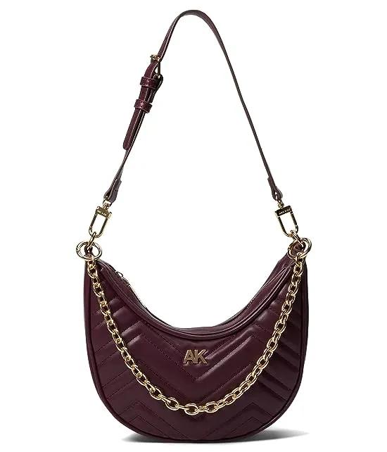 Quilted Cresent Shoulder Bag with Swag Chain