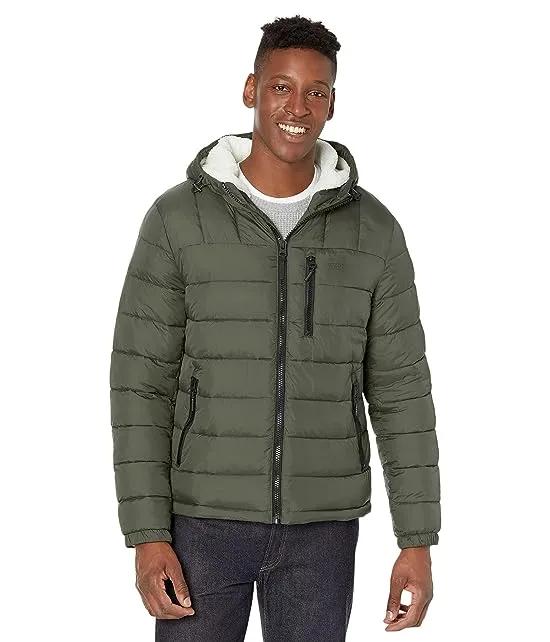 Quilted Hoodie with Sherpa Lined Hood