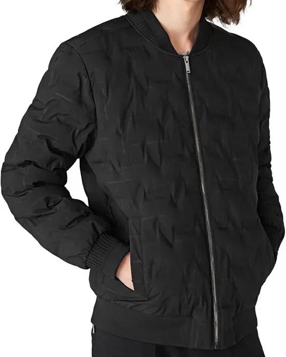 Quilted Logo Print Bomber Jacket 