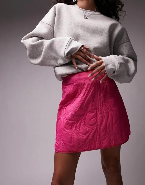 quilted mini skirt in hot pink
