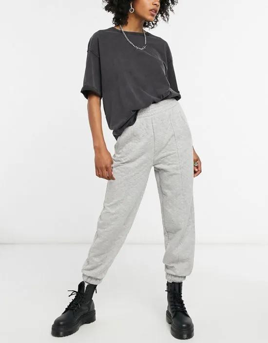 quilted oversized sweatpants in gray