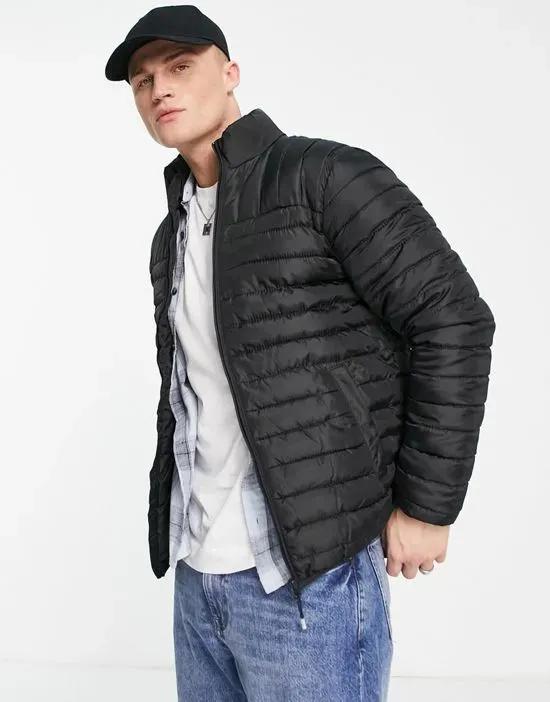 quilted puffer jacket in black