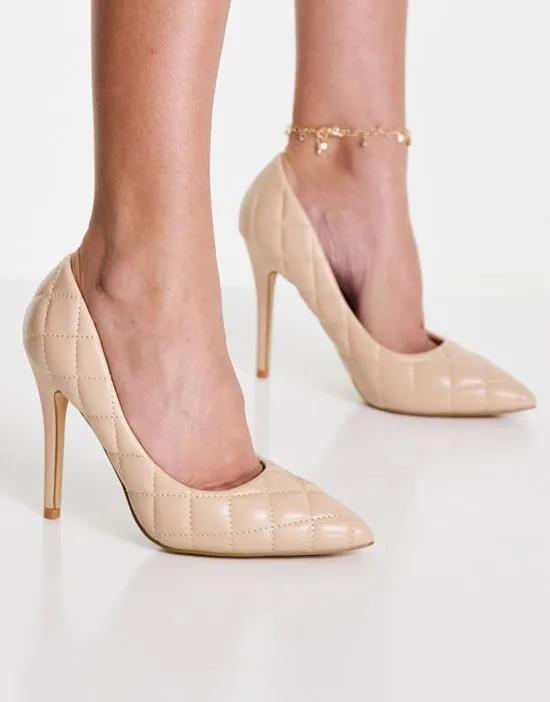 quilted pumps in camel