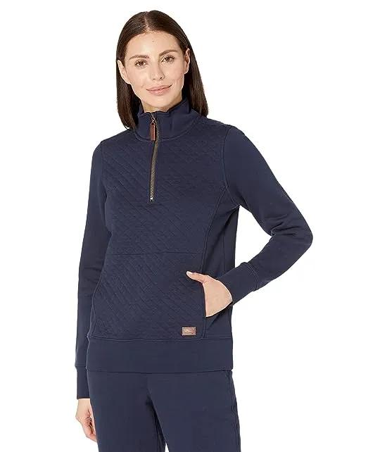 Quilted Sweatshirt 1/4 Zip Pullover Long Sleeve
