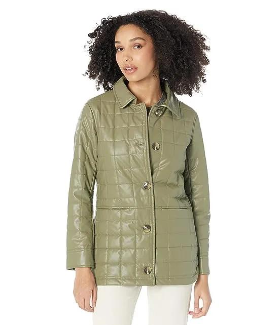 Quilted Vegan Leather Shirt Jacket