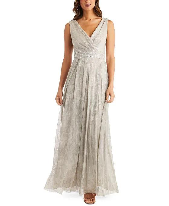 R & M Richards Crinkle Pleated Gown
