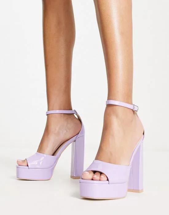 RAID Aasma platform heeled sandals in lilac patent