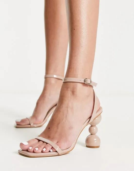 RAID Ashby sandals with bubble heel in beige patent