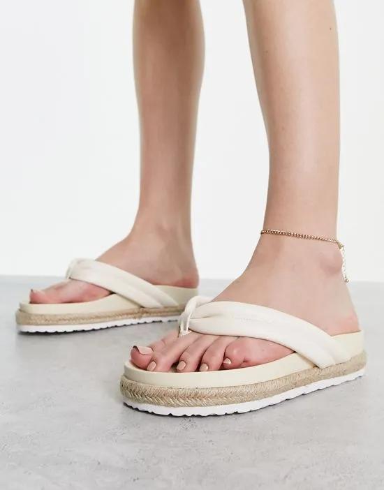 RAID Calvine espadrille toe post sandals in cream